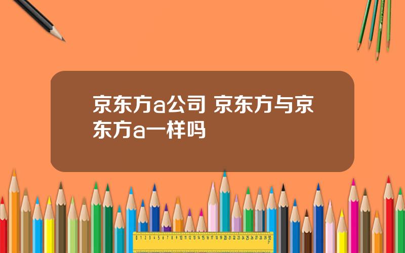 京东方a公司 京东方与京东方a一样吗